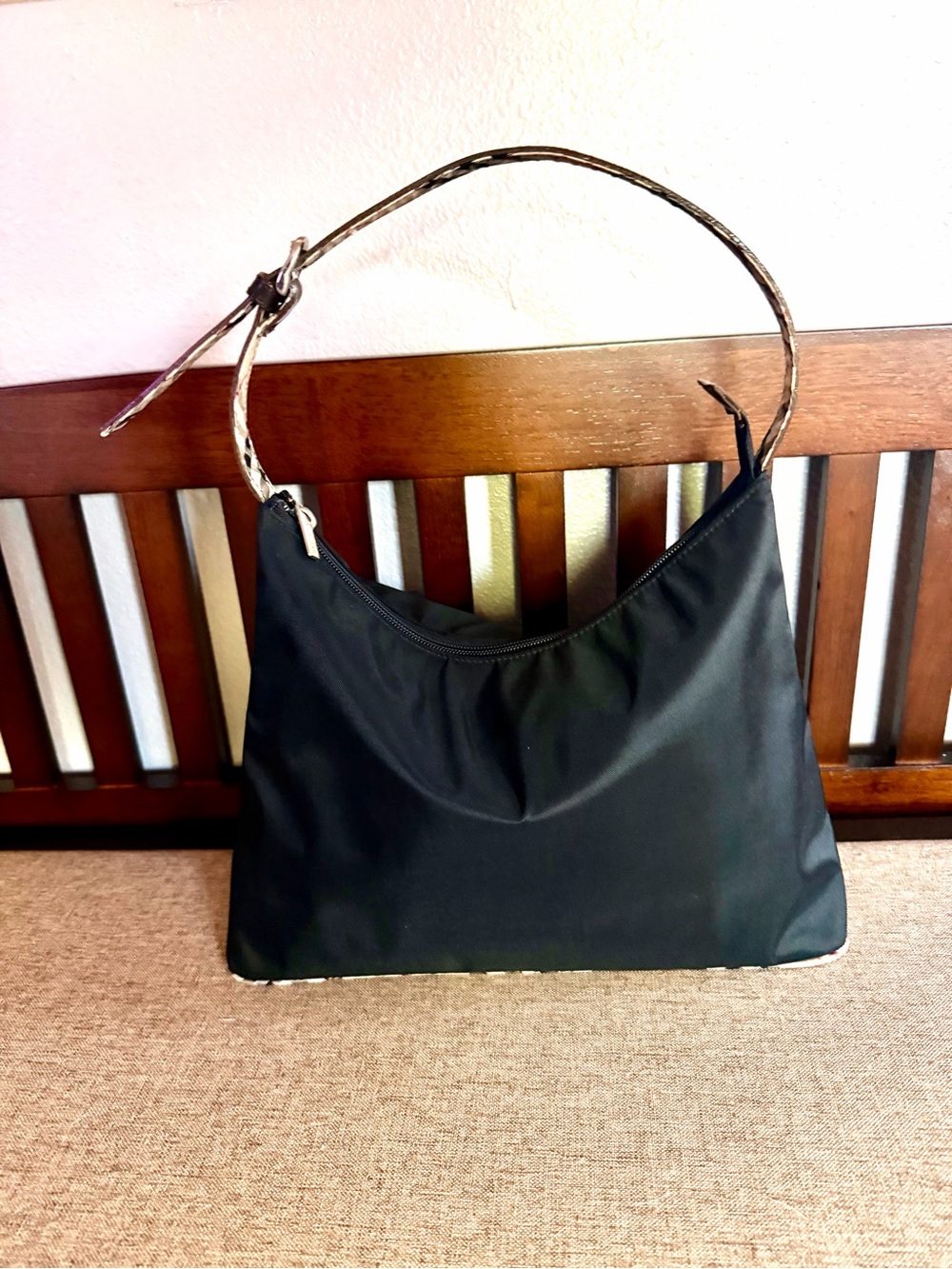 Burberry Blue Label Vintage Nylon Hobo Shoulder Bag